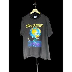 Vintage 1996 Atlanta Olympic Games Black Large T-shirt 26th Olympiad Faded